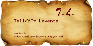 Tallér Levente névjegykártya